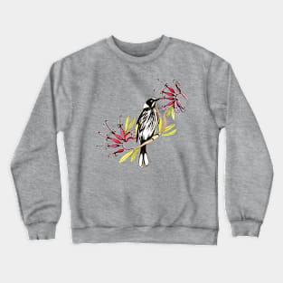 Honeyeater bird with grevillea flowers Crewneck Sweatshirt